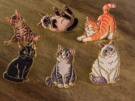 6x Pin Katzen