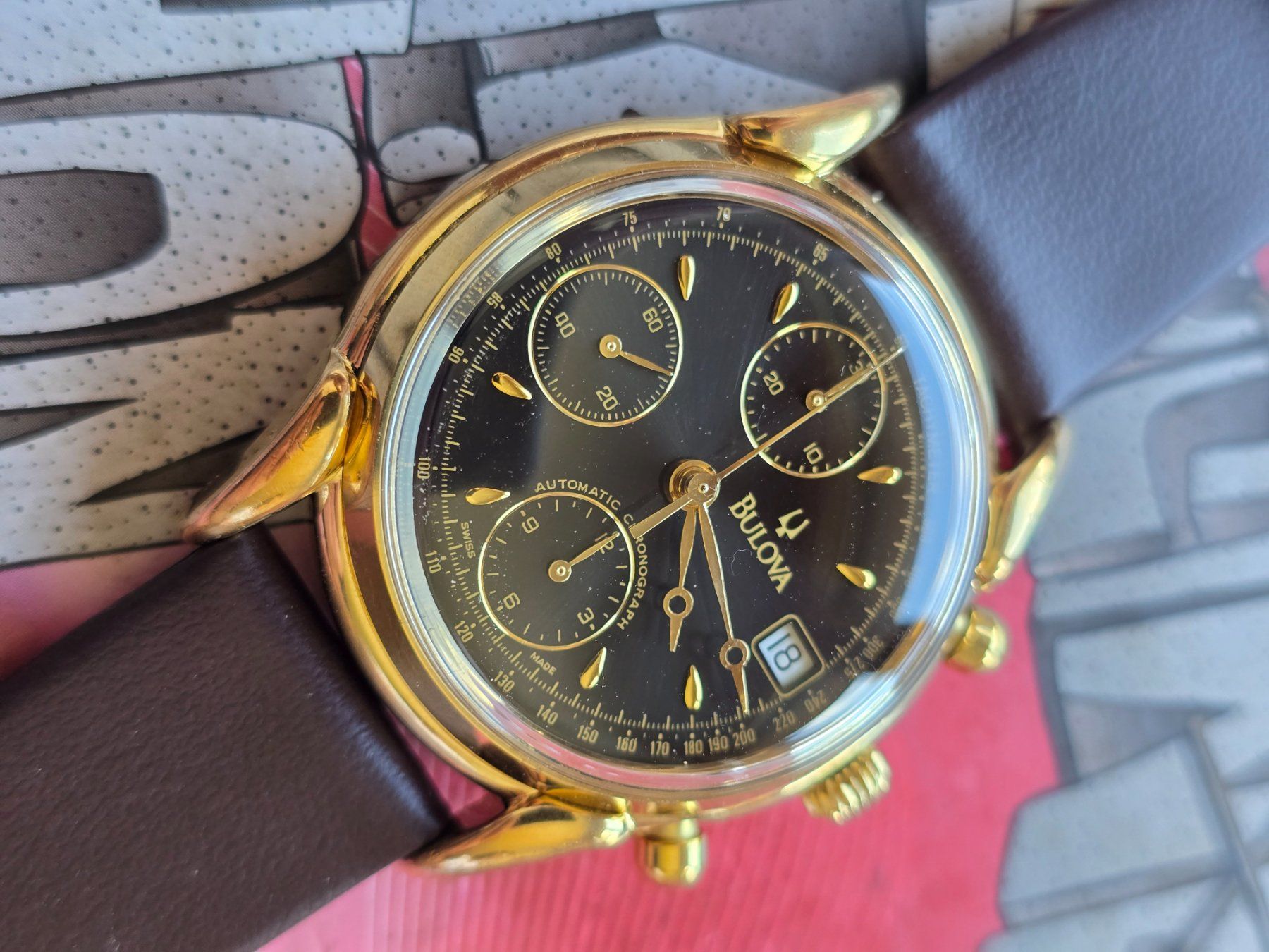 Bulova Uhren: 292 Bulova Date Chronograph Valjoux 7750 wunderschoen – Gebraucht aus Muri AG von Corredor 8