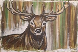 Acrylbild Hirsch 90x60 cm handgemalt -  Unikat