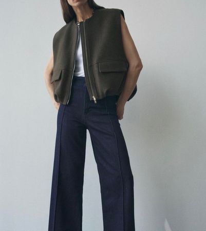 Zara Wollweste/Gilet, Khaki, Gr. XS/S, NEU