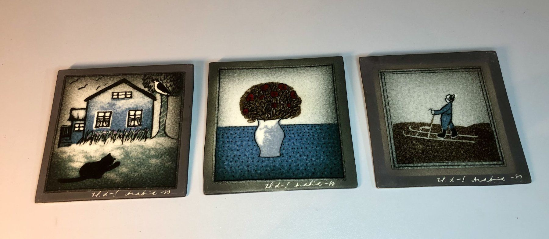 Arabia Tutte le decorazioni: Arabia Wandteller, Keramik, Winter-Deko, 3er Set – Usato da Dietikon venduto da John1968