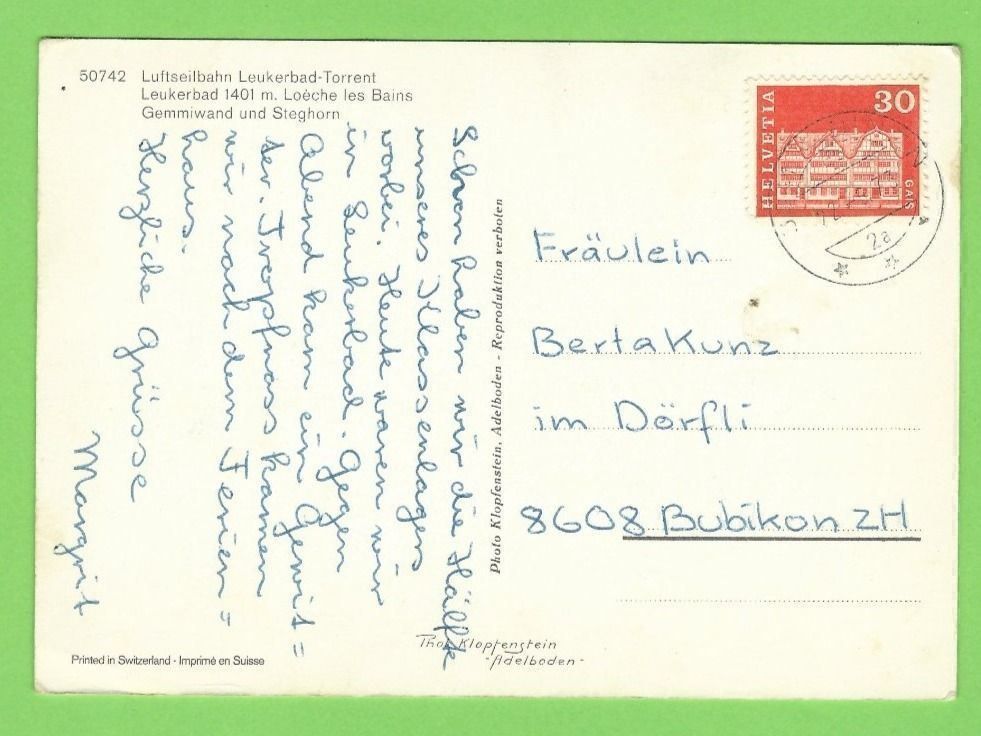 Cartoline postali: Luftseilbahn Leukerbad-Torrent – Usato da Zürich venduto da t24_de 1
