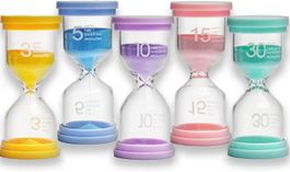 Sanduhren Set 5Stück 3/5/10/15/30 Minuten Glas Timer Buntes