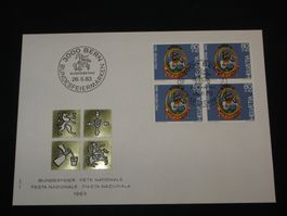 Pro Patria FDC 1983 Nr. 201 Wirtschaftsschilder II  4-Block