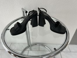 Camila's Vegan Black Platform Block Heel Sandals Size 39