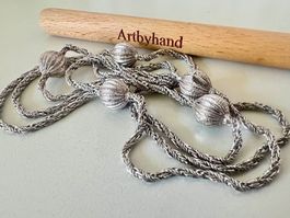 Vintage Silber Longkette 80cm mit 5 Silberkugeln  - 33 g