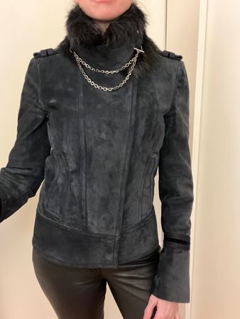 Original Gucci Wildlederjacke dunkelblau Gr. 36/38