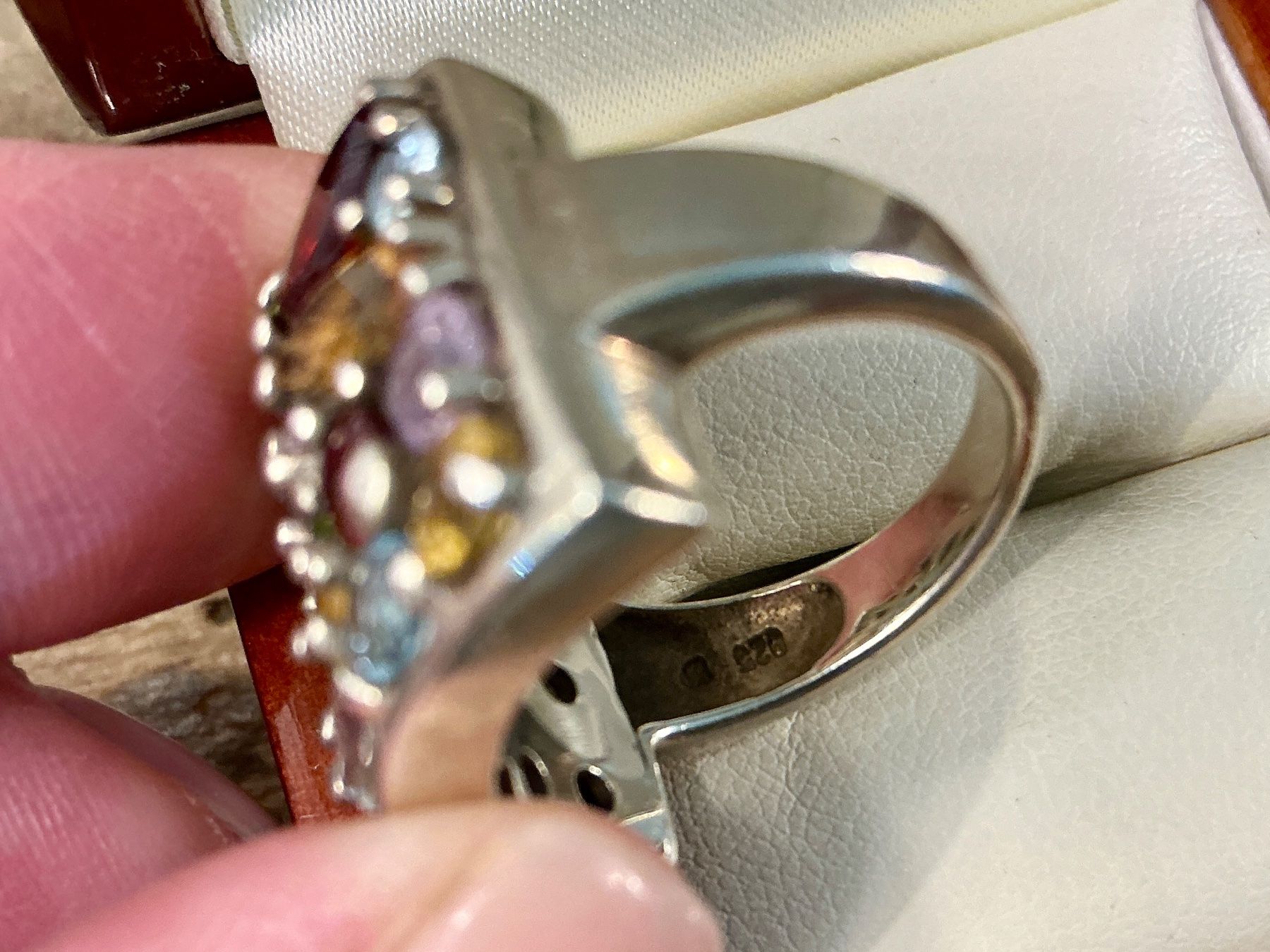 Ringe: VINTAGE MEGA RING STERLING 925 BUNTE EDELSTEINE, GR.56 – Gebraucht aus Biglen von  5