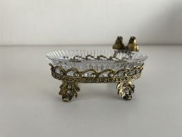 Glas-Schälchen mit Metallrahmen