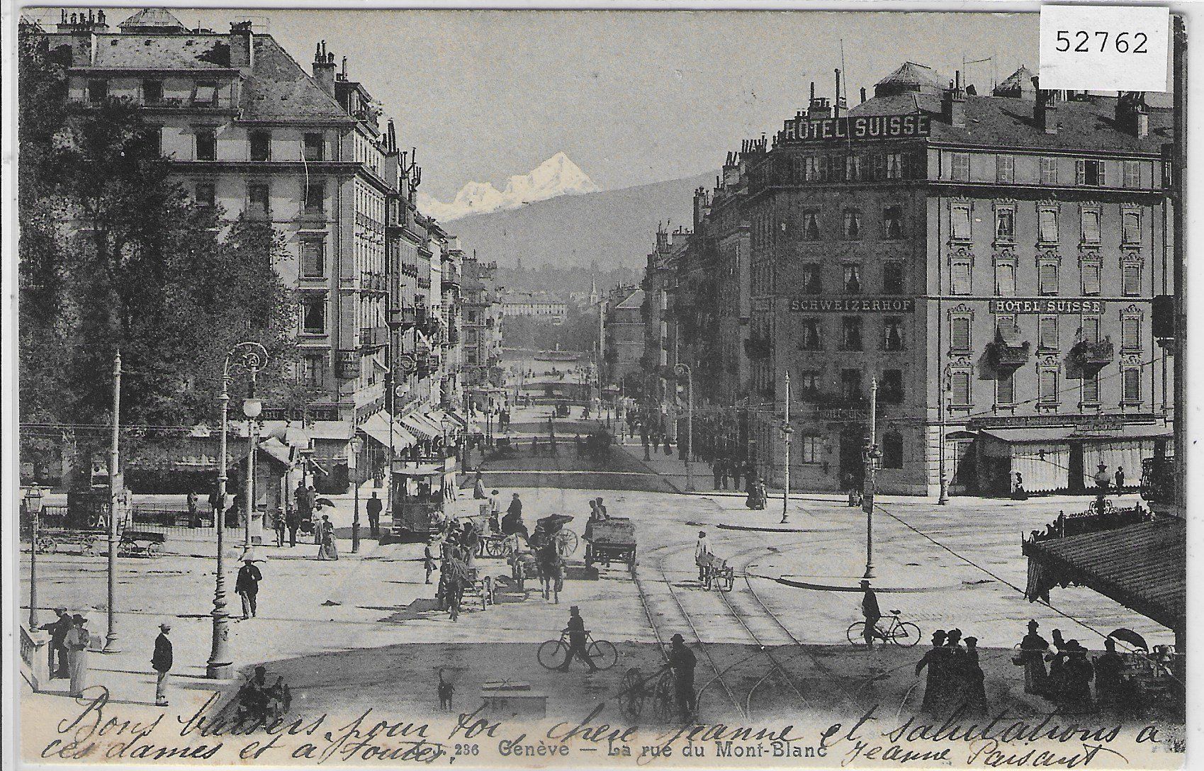 Cartoline postali: Geneve - La rue du Mont-Blanc - animee – Usato da Ettingen venduto da Kartenplanet