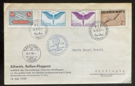Schweiz Ballonpost Landesausstellung Zürich 1939 Flugpost
