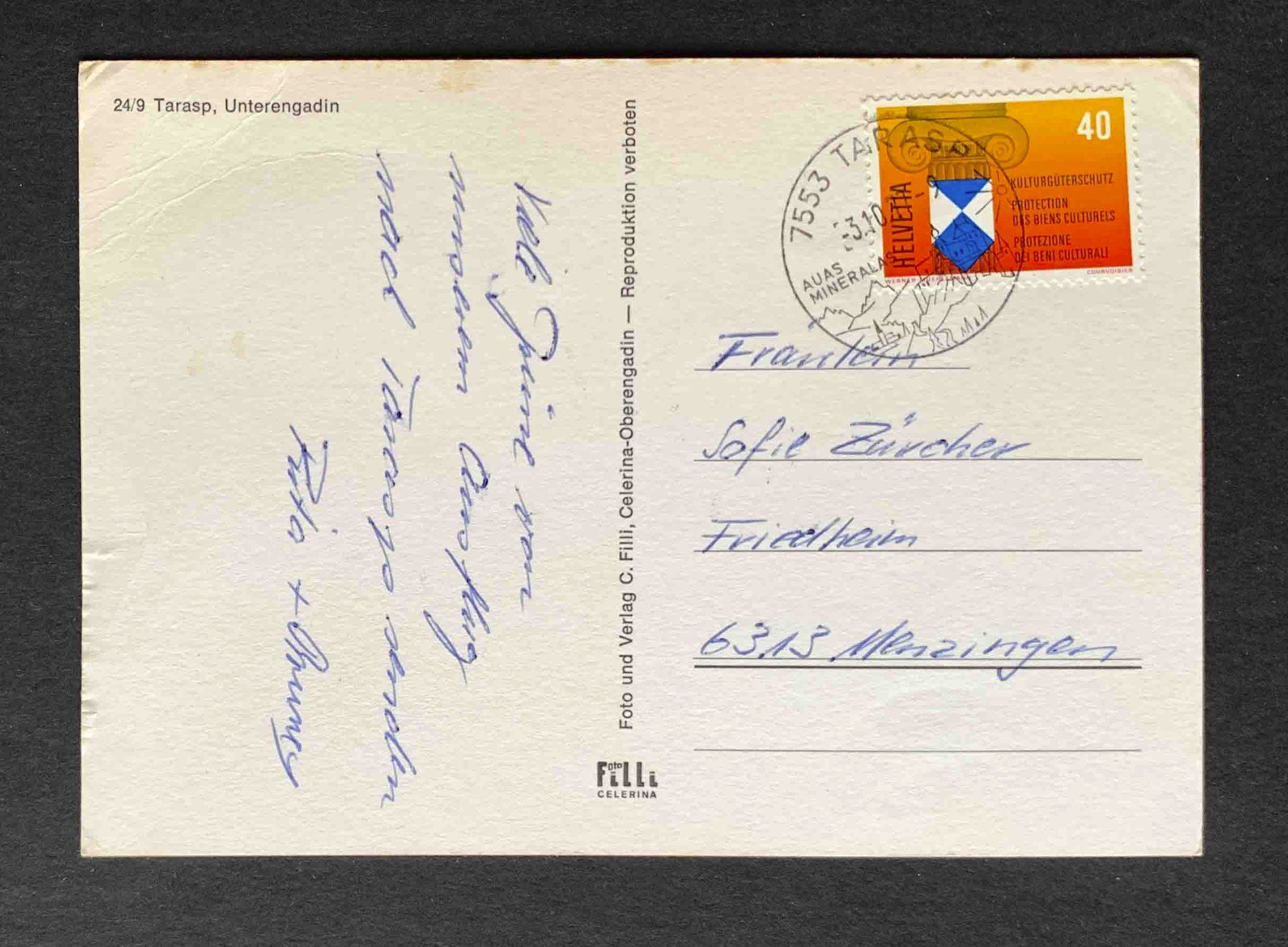 Cartoline postali: AK Tarasp Unterengadin – Usato da Goldau venduto da artelier1 1