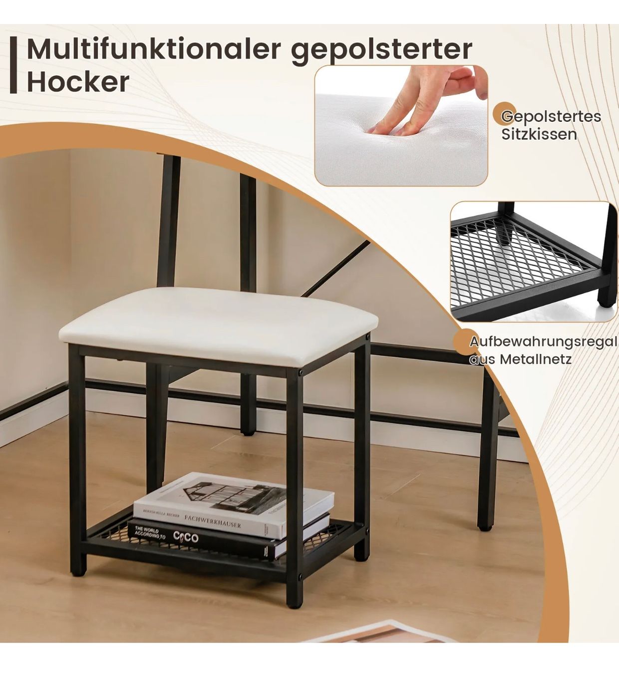 Tavoli da trucco: + 2 in 1 Schminktisch  Hocker Frisiertisch Kosmetiktisch m – Nuovo e nell'imballaggio originale da Amriswil venduto da JaJa-Express 4