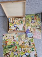 Holzwürfel Puzzle Eichhorn Märchen Motive Vintage