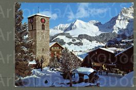 AK color Adelboden BE Dorfstrasse,Kirche Bonderspitz ≈ 1977