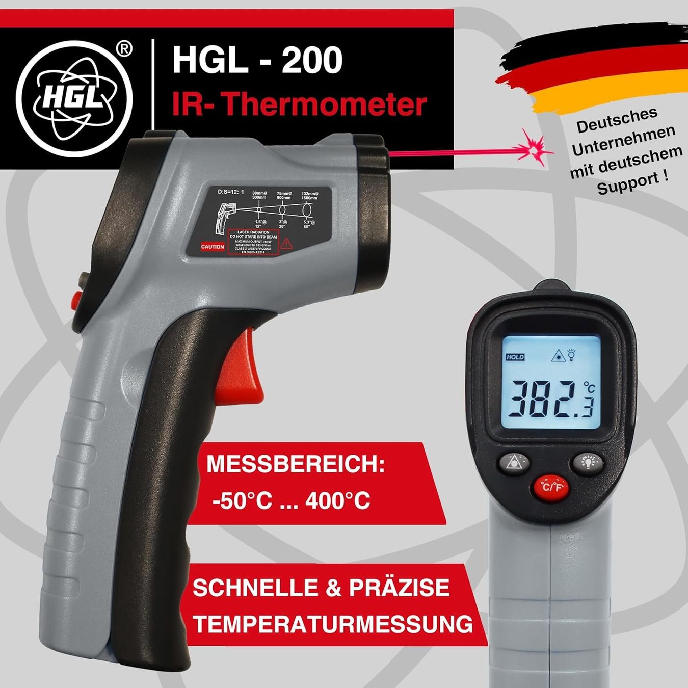 Altro per la casa: Infrarot Thermometer 50 bis 400 Grad mit LCD und Laser – Nuovo e nell'imballaggio originale da Hundwil venduto da Equiply 1