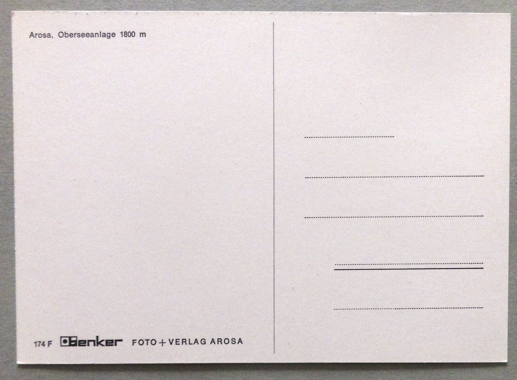 Cartes postales: Arosa, Oberseeanlage 1800 m – D'occasion à Fétigny par Billy2miny 1