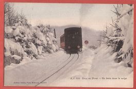 Caux bei Montreux - train dans la neige - Bahn - ca. 1915