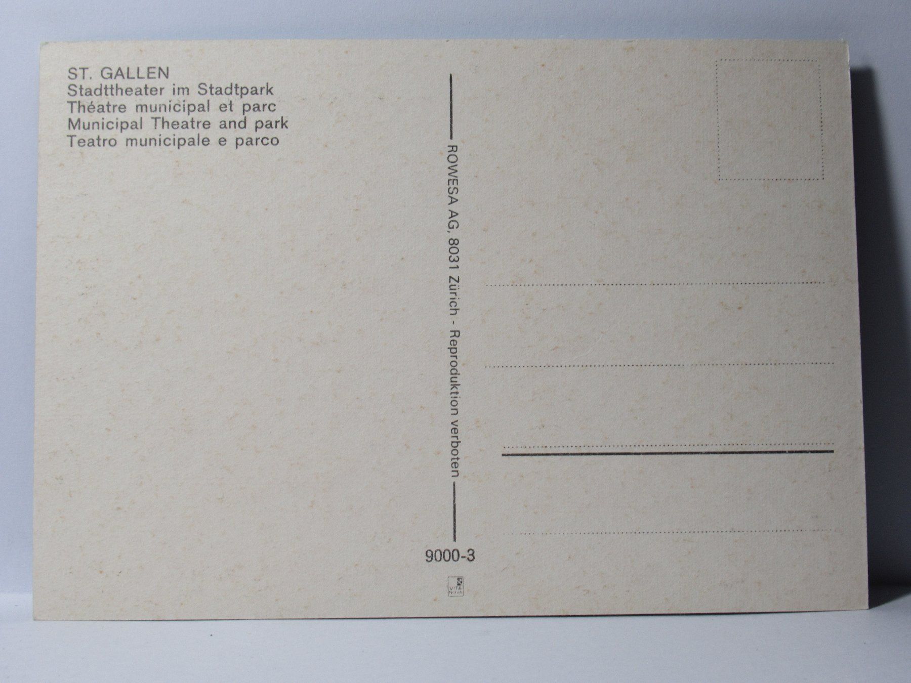 Cartoline postali: St. Gallen , Stadttheater im Stadtpark – Nuovo (secondo la descrizione) da Grenchen venduto da Bluemchen1900 1