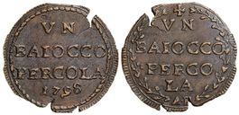 Italien, Pergola, Baiocco 1798, RRR!