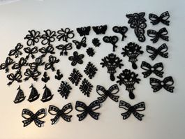 Applikationen Spitze Schwarz verschiedene Motive 42 Stk.