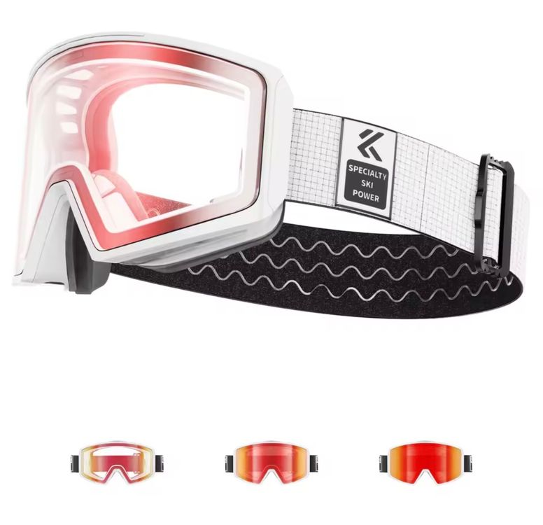 Masque De Ski KAPVOE – Lentilles Photochromiques Anti-buée, Compatible Casque (UV400, Design OTG)