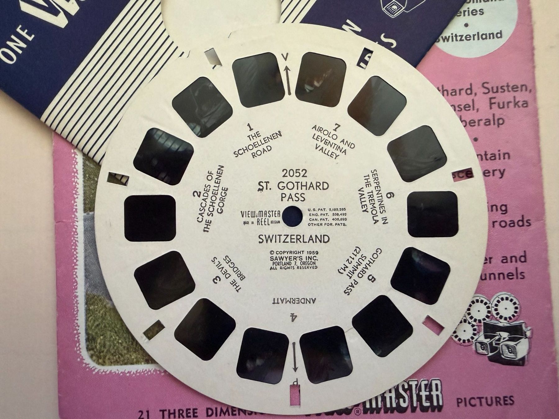 View-master Giocattoli: View-Master 3D: Nr. 2007, 2008, 2052 SWISS ALPINE PASSES – Usato da Tegerfelden venduto da siebenmacky 5