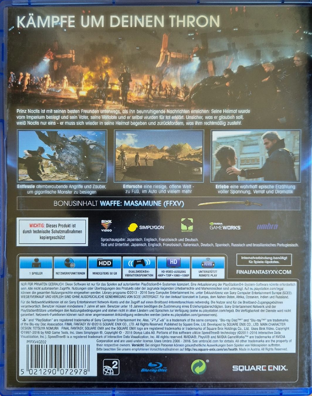 Giochi: Final Fantasy XV Day One Edition PS4 gebraucht – Usato da Ostermundigen venduto da Stoeber-Sh0p 1