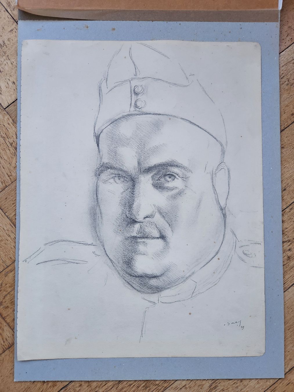 Gemälde: Portrait au crayon, signé, encadré – Gebraucht aus Territet von Cenh