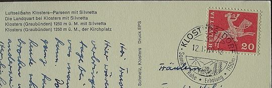 Cartoline postali: KLOSTERS Luftseilbahn Parsenn – Usato da Jona venduto da philajona 1