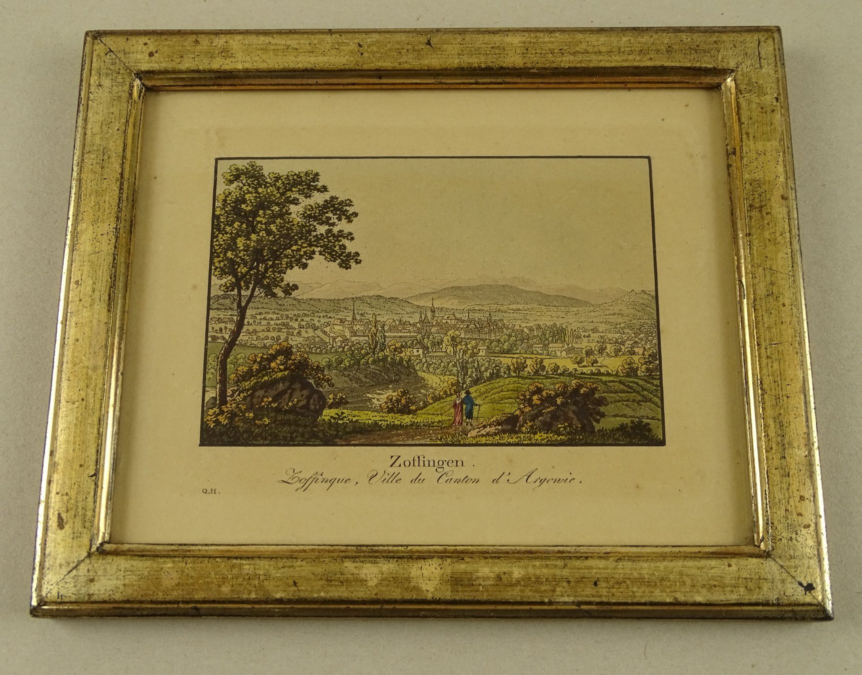 Incisioni: ZOFINGEN, AARGAU, AQUATINTA UM 1840 – Usato da Grüningen venduto da Kartensammler
