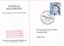 Tag der Aerophilatelie 1992 (Samedan), Ballonfahrt HB-BMD