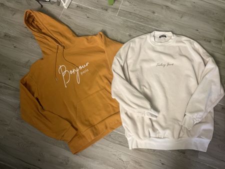 Hoodie & Pullover Set, Gr. S Senfgelb & Beige