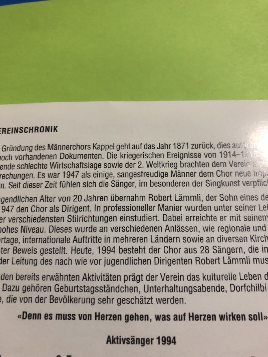 CD: Männerchor Kappel – Usato da Flaach venduto da rubo7 2