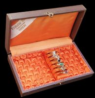 Antike Ringbox Schmuckbox Koffer Braun mit Seide Orange