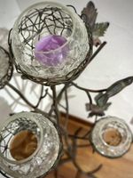 Exklusiver Kerzenständer Messing/Glas antik Blumen-/Baumform