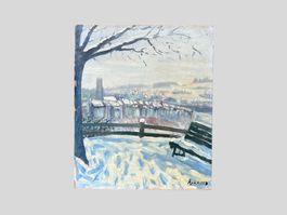 AB 1.- Winterlandschaft - Ölgemälde - Signiert, 32 x 38 cm