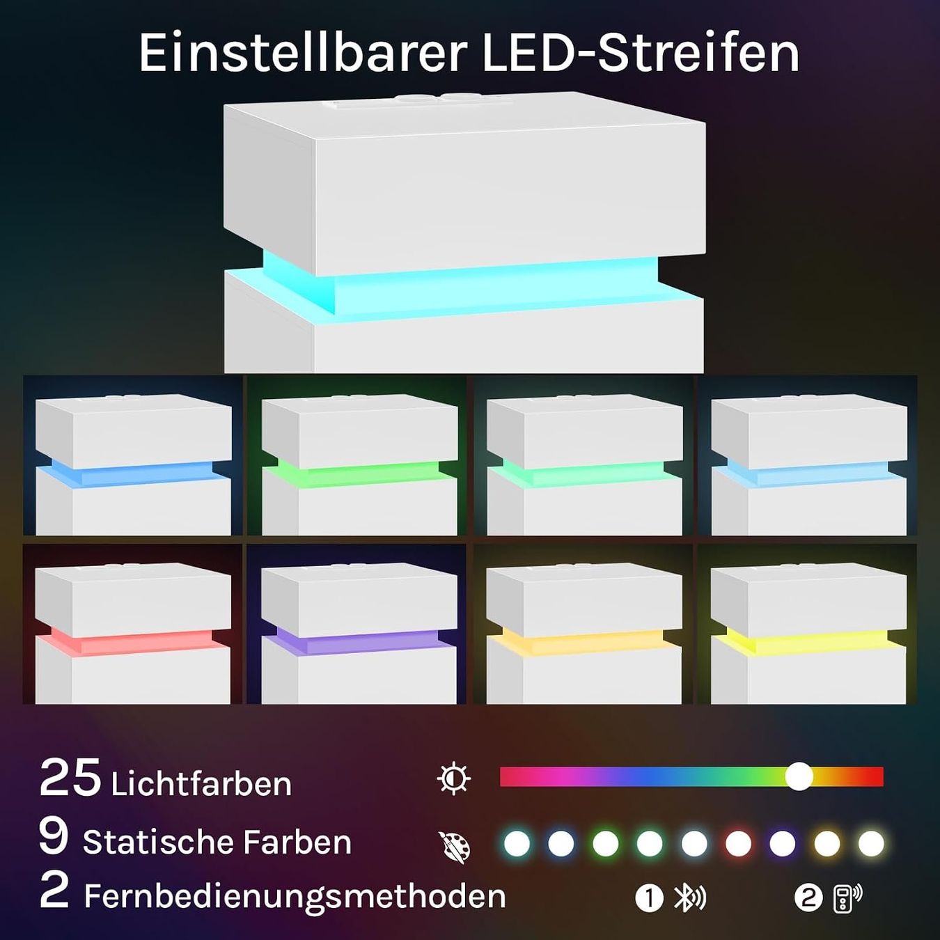 Nachttische: Nachttisch 2er-Set mit Steckdose und LED-Licht Weiss – Neu und originalverpackt aus Schaffhausen von Gipfelgut 4