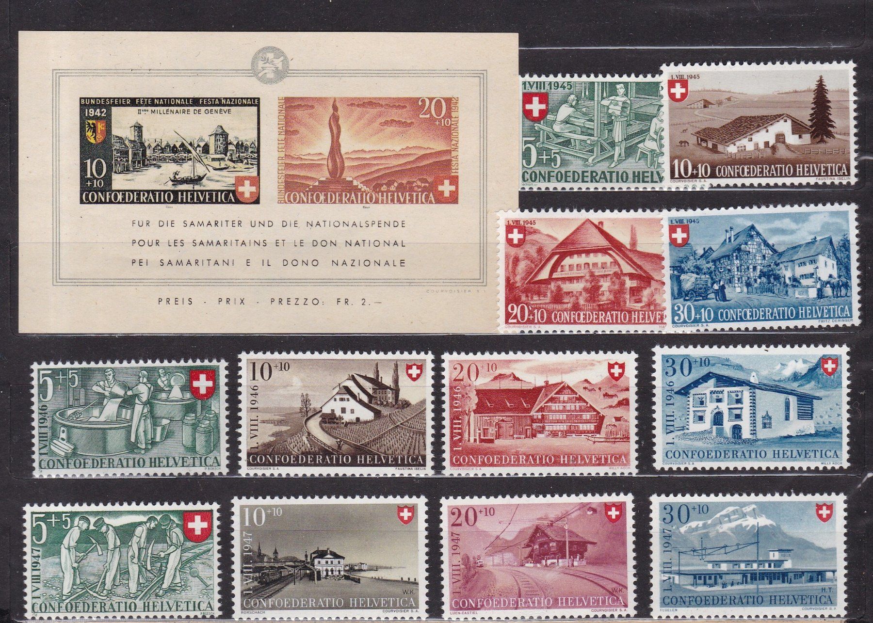 Tutti i francobolli: Pro Patria Briefmarken Lot 1938-1963, postfrisch – Usato da Münchwilen AG venduto da Nesar 1