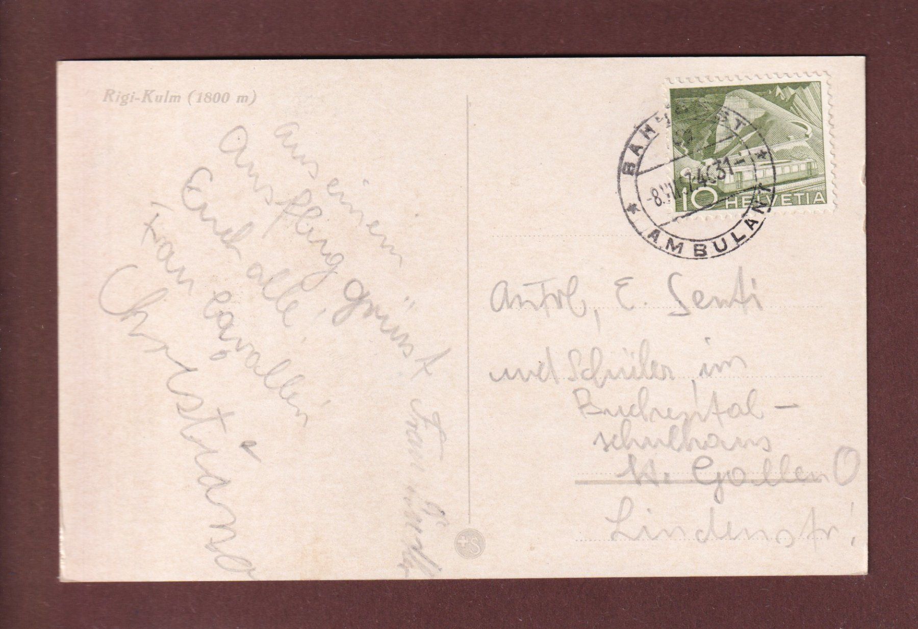 Cartoline postali: RIGI - Bahn - 1957 – Usato da Pully venduto da nicecards 1