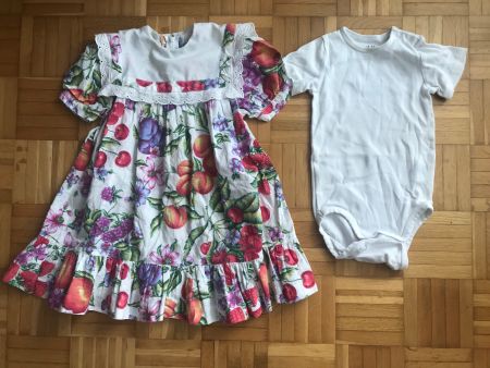 Kleid mit Früchte Muster + Body H&M Grösse 86 - Porto 3.40