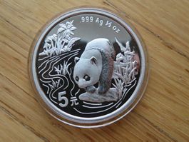 1/2 Unze Silber Münze China Panda 1997 (5 Yuan)