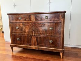 Commode ancienne XIXe - style Louis XVI - plaquage noyer