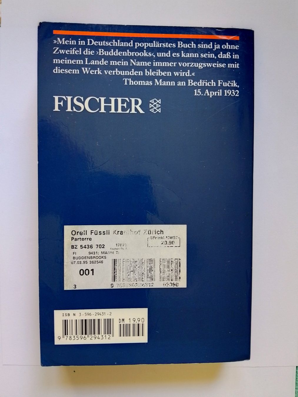 Bücher: Thomas Mann : Buddenbrooks | Verfall einer Familie. BUCH – Gebraucht aus Zürich von Flitzi2005 1