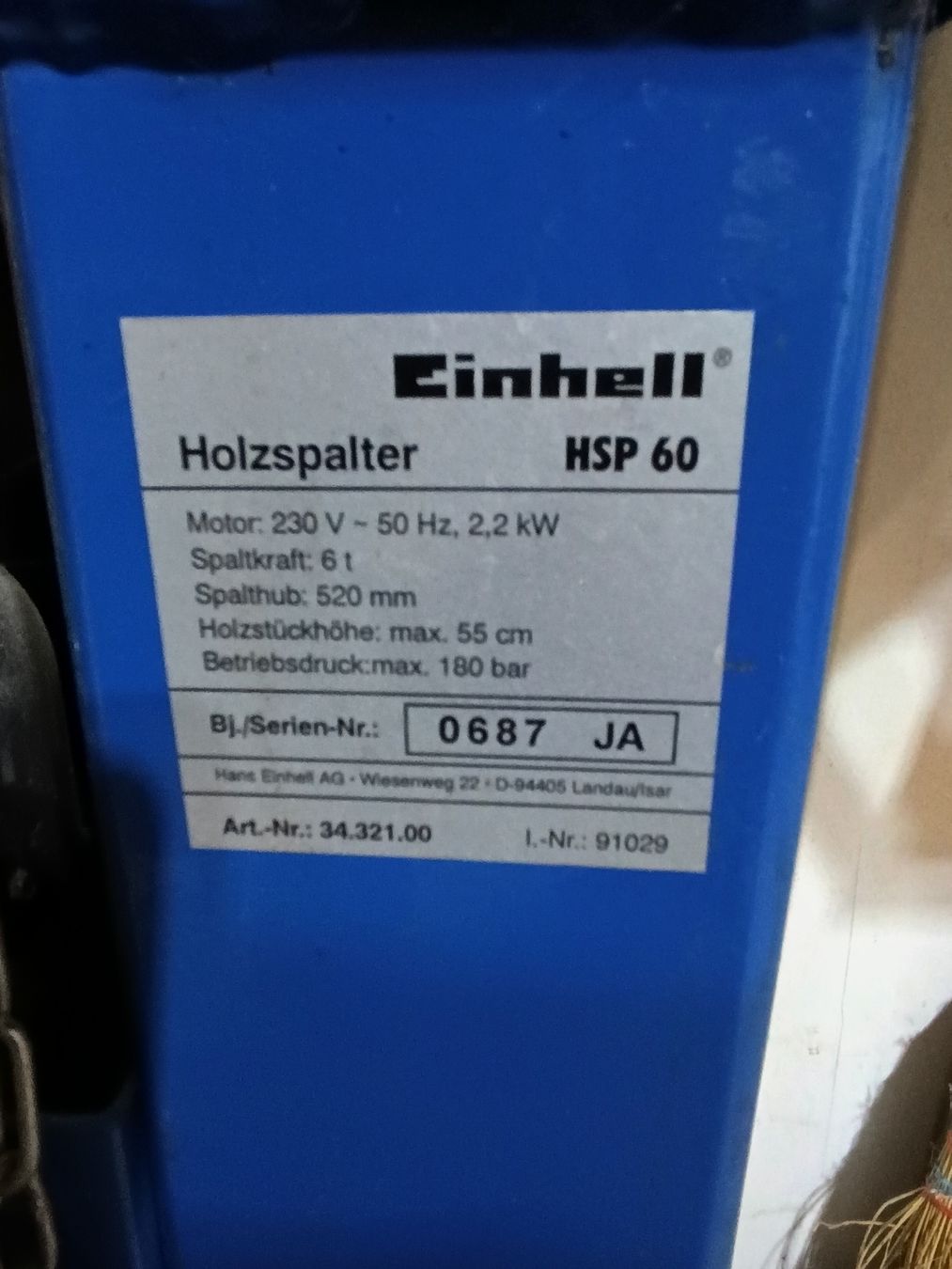 Einhell Tutte le macchine: Holzspalter Einhell 6t – Usato da Langenthal venduto da VIVALDO75 1