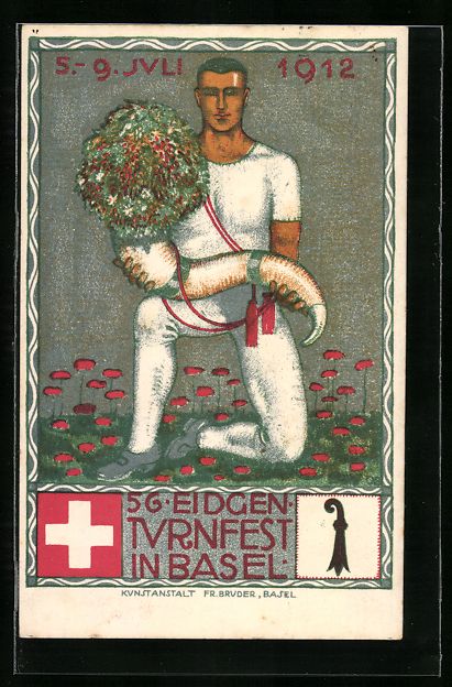 Cartes postales: Basel, Turnfest 1912, Turner mit Blumen- – D'occasion à Berlin par bartko-reher