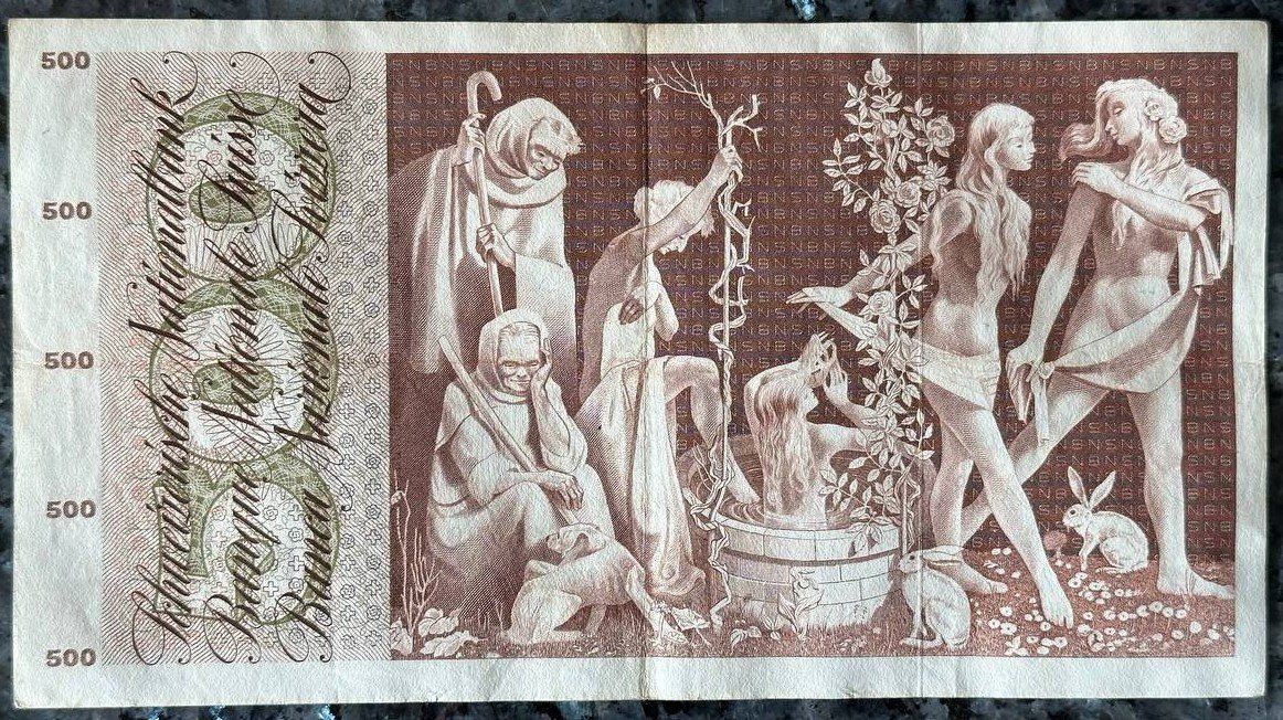 Banknoten: 500 Franken Note, 1967, sehr gut erhalten – Gebraucht aus Beringen von Mantafisch1 1