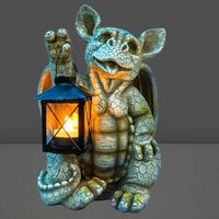 🐉Gargoyle Drache Figur Garten Deko Laterne LED Licht NEU🕯️