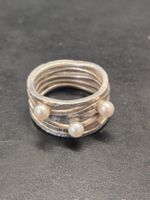 Echt Silber Ring mit 3 kleinen Perlen