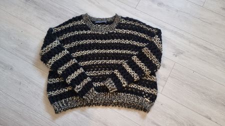 Guess Damenpullover, schwarz gold Gr. xS- S gestreift